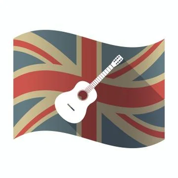 Isolated UK flag with  a six string acoustic guitar Illustrazione stock