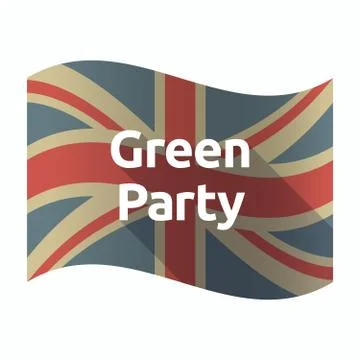 Isolated UK flag with  the text Green Party Stock Illustration