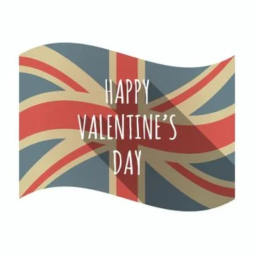 Isolated UK flag with    the text HAPPY VALENTINES DAY Stock Illustration