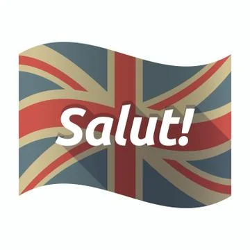 Isolated UK flag with  the text Hello! in the French language Stock Illustration