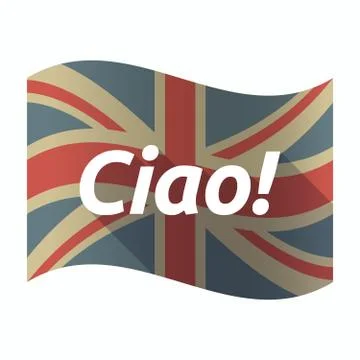 Isolated UK flag with  the text Hello! in the Italian language Stock Illustration
