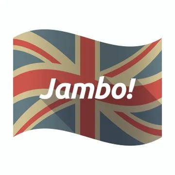 Isolated UK flag with  the text Hello! in the swahili language Stock Illustration