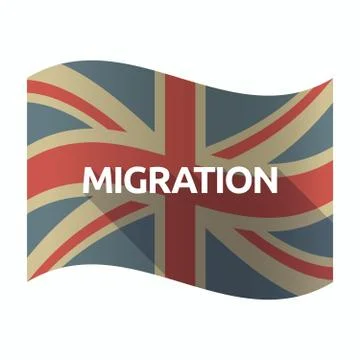 Isolated UK flag with  the text MIGRATION Stock Illustration