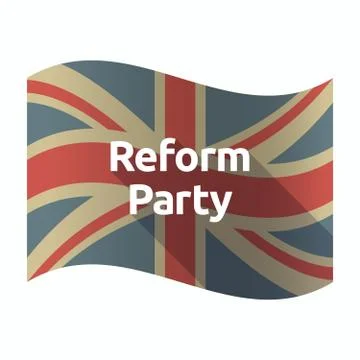 Isolated UK flag with  the text Reform Party Stock Illustration