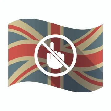 Isolated UK flag with  a touching hand  in a not allowed signal Stock Illustration