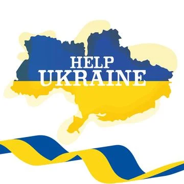 Isolated ukraine map with flag Help Ukraine concept Vector Stock Illustration