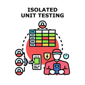 Isolated unit testing concept with software developer Stockillustratie