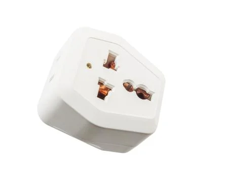 Isolated universal plug socket on white Stock Photos