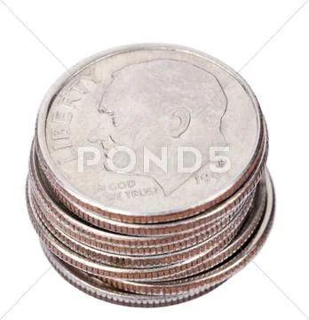 Isolated us dime stack Stock Photos