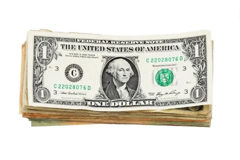 Isolated us dollar bill stack Stock Photos