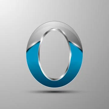 Isolated vector 3d logo.Blue letter o with chrome section. イラスト素材