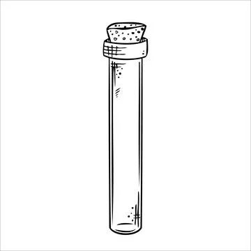 Isolated vector bottle. Line art empty transparent glass vial, bottle, jar. Stock Illustration