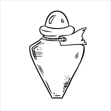 Isolated vector bottle. Line art empty transparent glass vial, bottle, jar. Stock Illustration
