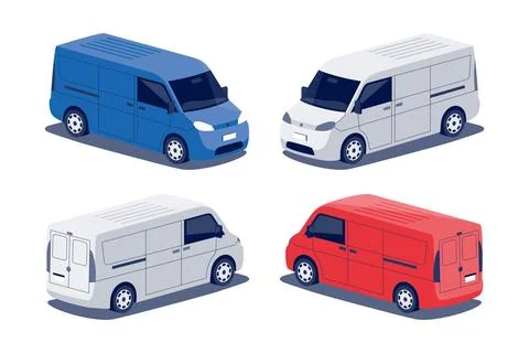 Isolated vector cargo delivery commercial van vehicle on white background Stock Illustration