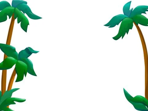 Isolated vector cartoon palm trees - frame for text, photo, information Stock Illustration