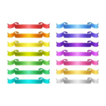 Isolated vector colored satin ribbons set Stock Illustration