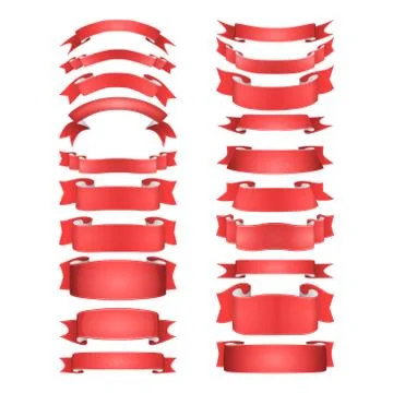 Isolated vector colored satin ribbons set Stock Illustration