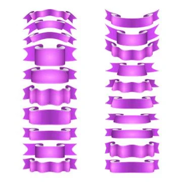 Isolated vector colored satin ribbons set Stock Illustration