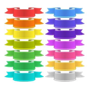 Isolated vector colored satin ribbons set Stock Illustration