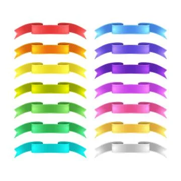Isolated vector colored satin ribbons set Stock Illustration