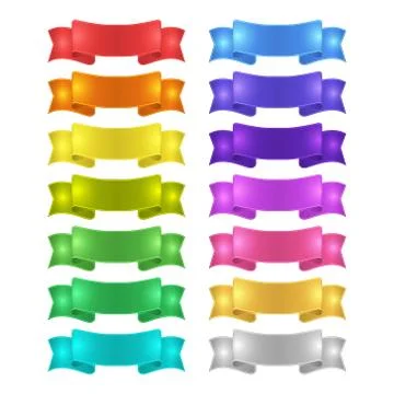 Isolated vector colored satin ribbons set Stock Illustration