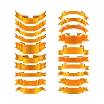 Isolated vector colored satin ribbons set Stock Illustration