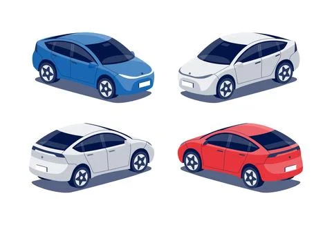 Isolated vector crossover 5-door passenger car on white background Stock Illustration