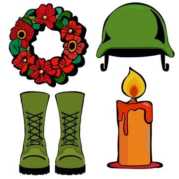 Isolated vector elements for Memorial Day May 26 Military tribute with helm.. 库存插图