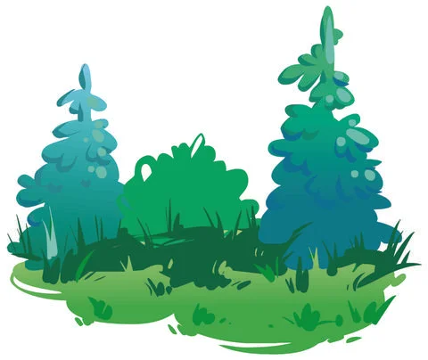 Isolated vector forest. A glade in the forest with fir trees Stock Illustration