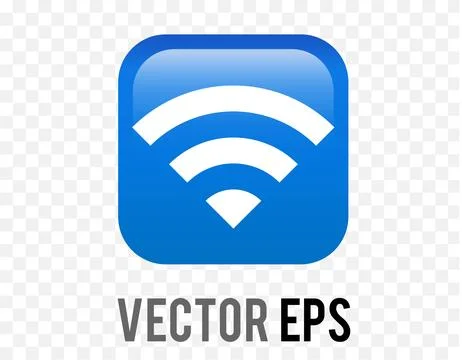 The isolated vector gradient blue internet wireless WIFI button square icon Stock Illustration