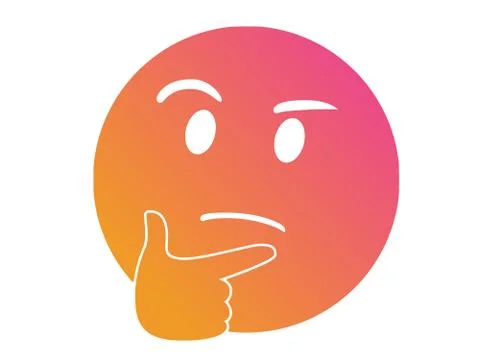Isolated vector gradient pondering face with right hand flat icon Stock Illustration