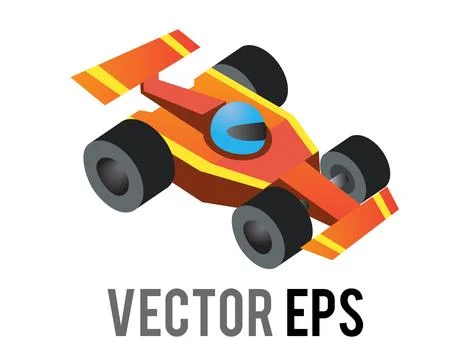 Isolated vector gradient red formula one racing car icon with blue helmet Stock Illustration