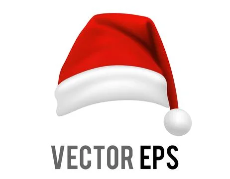 Isolated vector gradient red, white santa claus hat celebrate party icon Stock Illustration