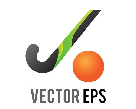 Isolated vector green and black hockey stick and orange ball icon Stock Illustration