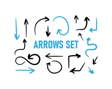 Isolated vector hand drawn arrows set on a white background. Vector EPS10 Stock Illustration