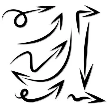 Isolated vector hand drawn arrows set on a white background Stock Illustration