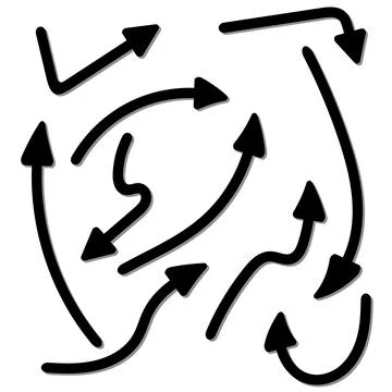 Isolated vector hand drawn arrows set on a white background Illustrazione stock