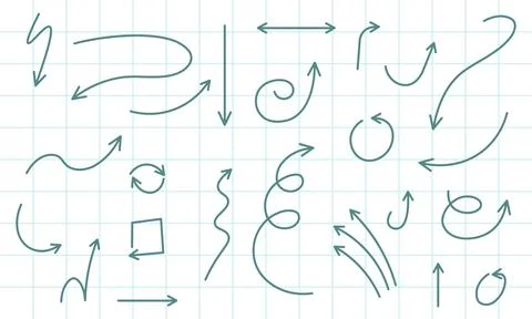 Isolated vector hand drawn arrows set on a white background Stock Illustration