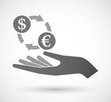 Isolated vector hand giving a dollar euro exchange sign Stock Illustration