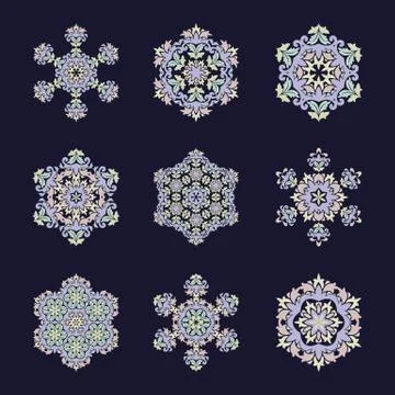 Isolated vector illustration. Abstract floral decor. Ornate six point star Stock Illustration