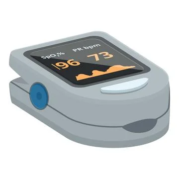 Isolated vector illustration of a modern pulse oximeter displaying oxygen 스톡 일러스트