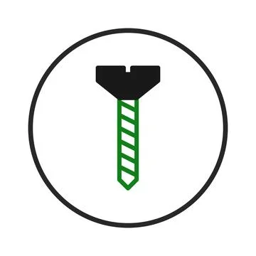 Isolated vector illustration presenting a green construction screw with bla.. イラスト素材
