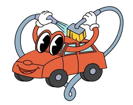 Isolated vector illustration of a retro style cartoon of a car wash Stock-Illustration