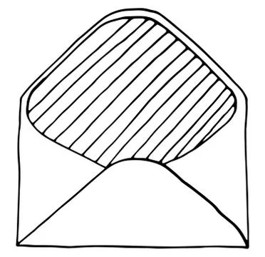 Isolated vector illustration. Vintage envelope. Hand drawn linear doodle Stock Illustration