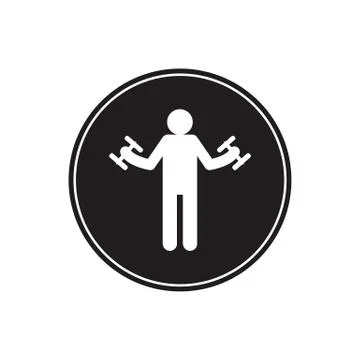 Isolated vector illusttration of an old man doing fitness activity with dumbb Stock Illustration