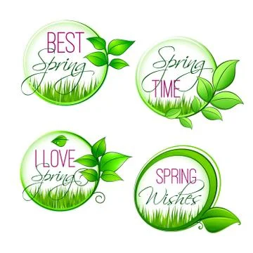 Isolated vector leaf grass of spring time quotes Stock Illustration