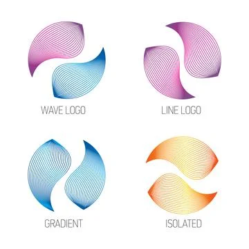 Isolated vector logos set. Logo wave. Abstract logos. Lineart modern design Stock Illustration