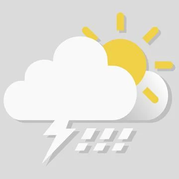 Isolated vector object weather icon lighting cloudy rain and sun Stock Illustration
