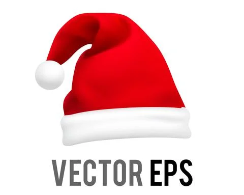 Isolated vector red, white santa claus hat celebrate party icon Stock Illustration
