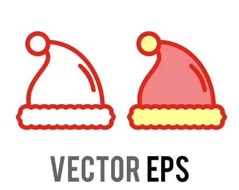 Isolated vector red, white santa claus hat celebrate party icon Stock Illustration